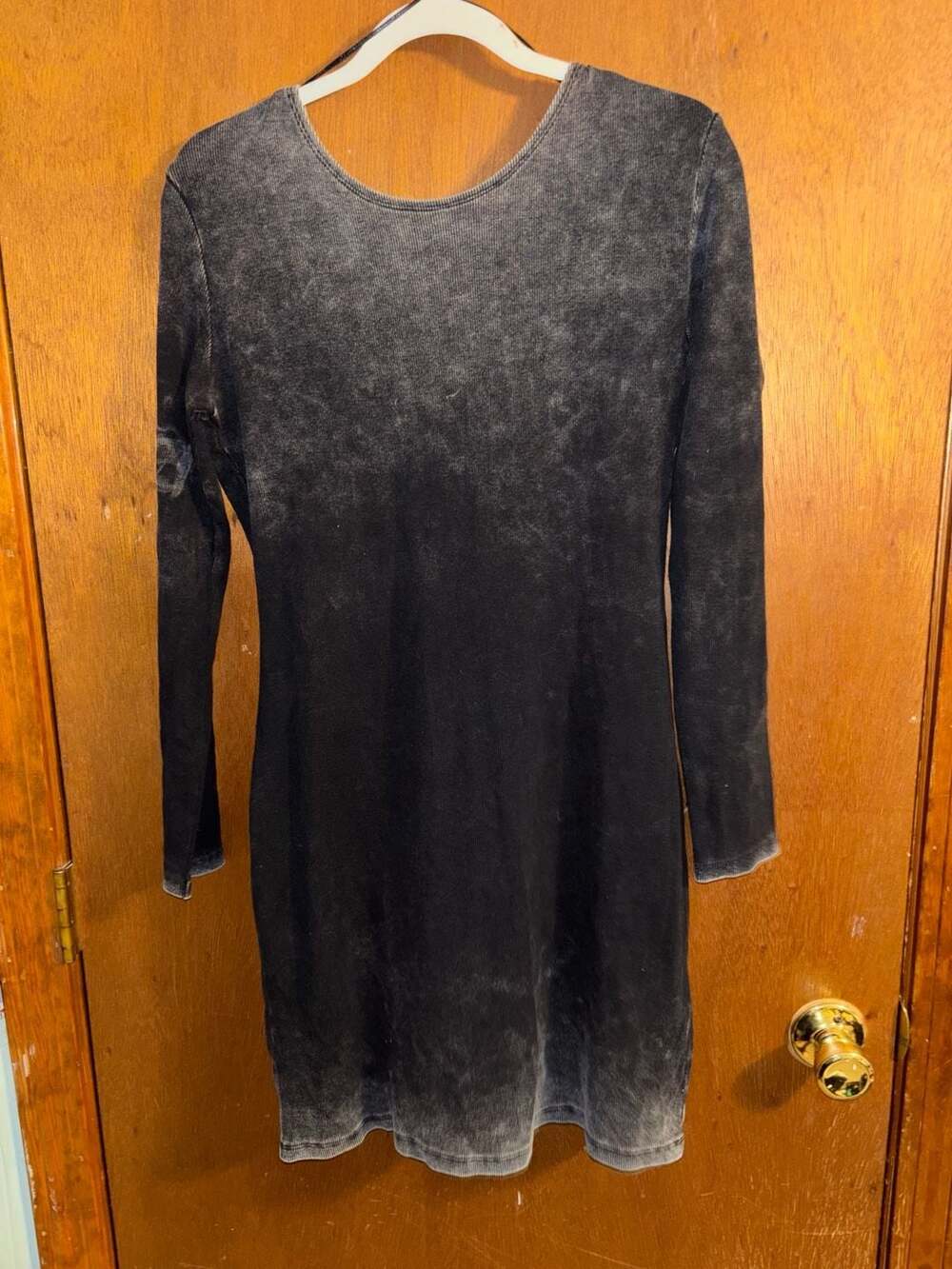 Divided H&M Ribbed Long Sleeve Dress Size L Acid Wash Black
